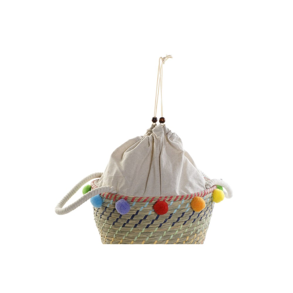 Korb-Set DKD Home Decor Bommeln Boho 57 x 45 x 42,5 cm