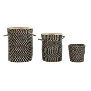 Korb-Set DKD Home Decor Schwarz natürlich Naturfaser 4 Kg (3 Stücke) (3 Stück)
