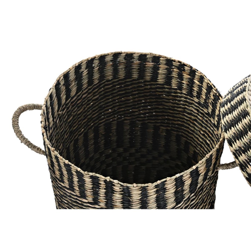 Korb-Set DKD Home Decor Schwarz natürlich Naturfaser 4 Kg (3 Stücke) (3 Stück)