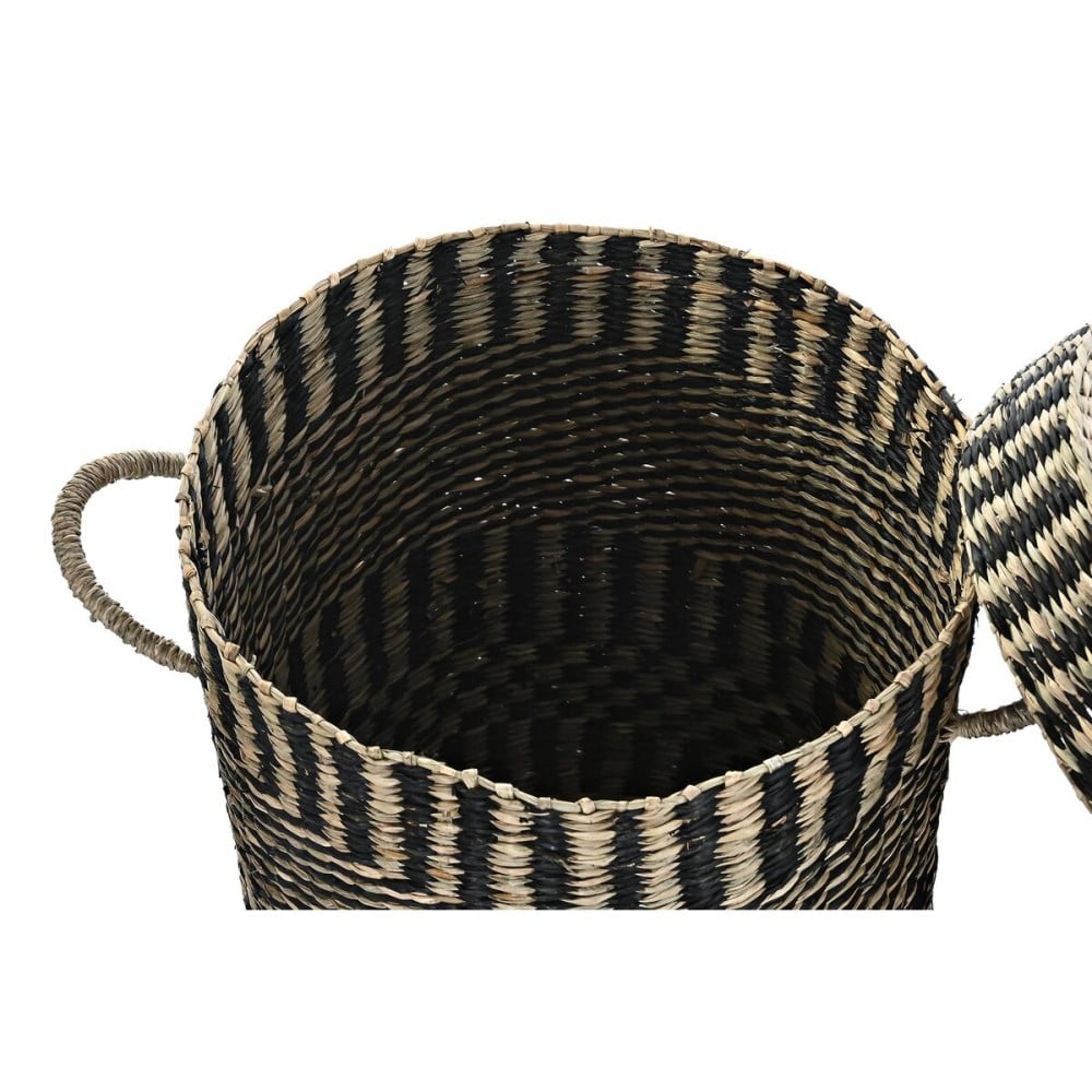 Set de basket DKD Home Decor Noir Naturel Fibre naturelle 4 Kg (3 Pièces) (3 Unités)