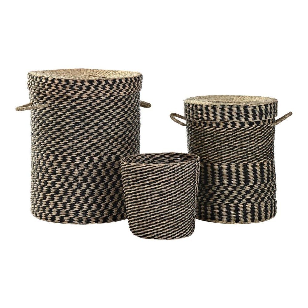Korb-Set DKD Home Decor Schwarz natürlich Naturfaser 4 Kg (3 Stücke) (3 Stück)
