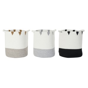 Korbsatz DKD Home Decor Weiß Schwarz Grau Senf (3 Stück)