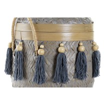 Set de boîtes décoratives DKD Home Decor Blanc Gris Naturel Bambou Frange Boho (3 Pièces)