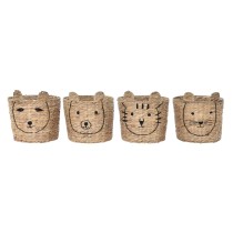 Panier DKD Home Decor Marron Noir Naturel Joncs animaux Tropical 35 x 35 x 35 cm (4 Unités)
