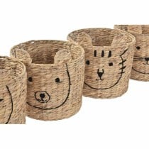 Panier DKD Home Decor Marron Noir Naturel Joncs animaux Tropical 35 x 35 x 35 cm (4 Unités)