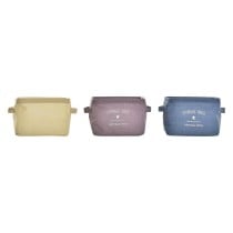 Panier DKD Home Decor Jaune Bleu Bordeaux Toile Moderne 20 x 16 x 15 cm (3 Unités)