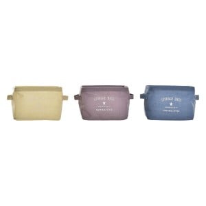 Basket DKD Home Decor Yellow Blue Maroon Canvas Modern 20 x 16 x 15 cm (3 Units)