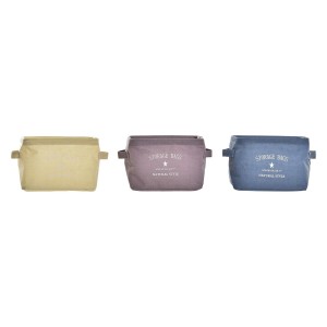 Panier DKD Home Decor Jaune Bleu Bordeaux Toile Moderne 20 x 16 x 15 cm (3 Unités)