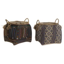 Korb DKD Home Decor Bunt Naturfaser Boho 41 x 41 x 40 cm 2 Stücke (2 Stück)