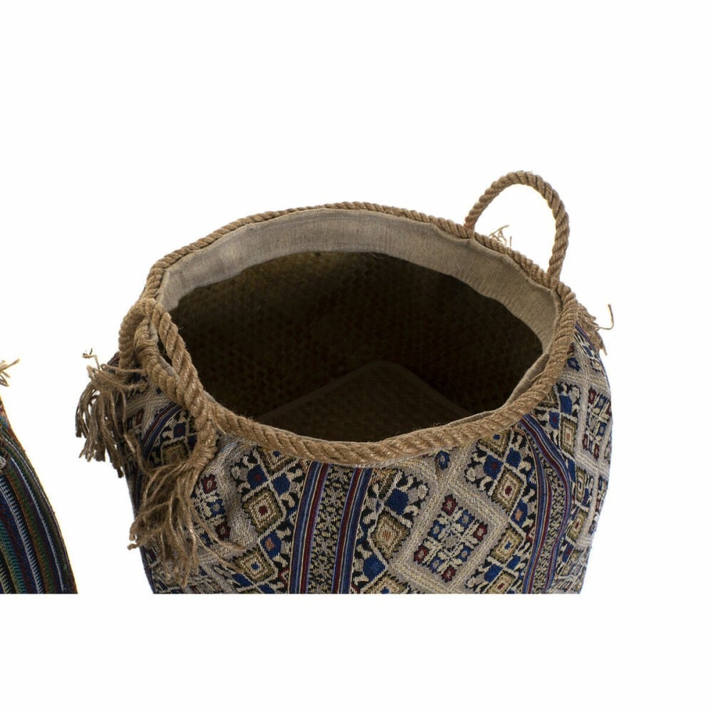 Korb DKD Home Decor Bunt Naturfaser Boho 41 x 41 x 40 cm 2 Stücke (2 Stück)
