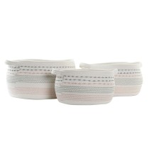 Korb-Set DKD Home Decor Weiß Schwarz Orange 52 x 43 x 25 cm 3 Stücke