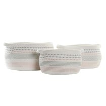 Set de basket DKD Home Decor Blanc Noir Orange 52 x 43 x 25 cm 3 Pièces