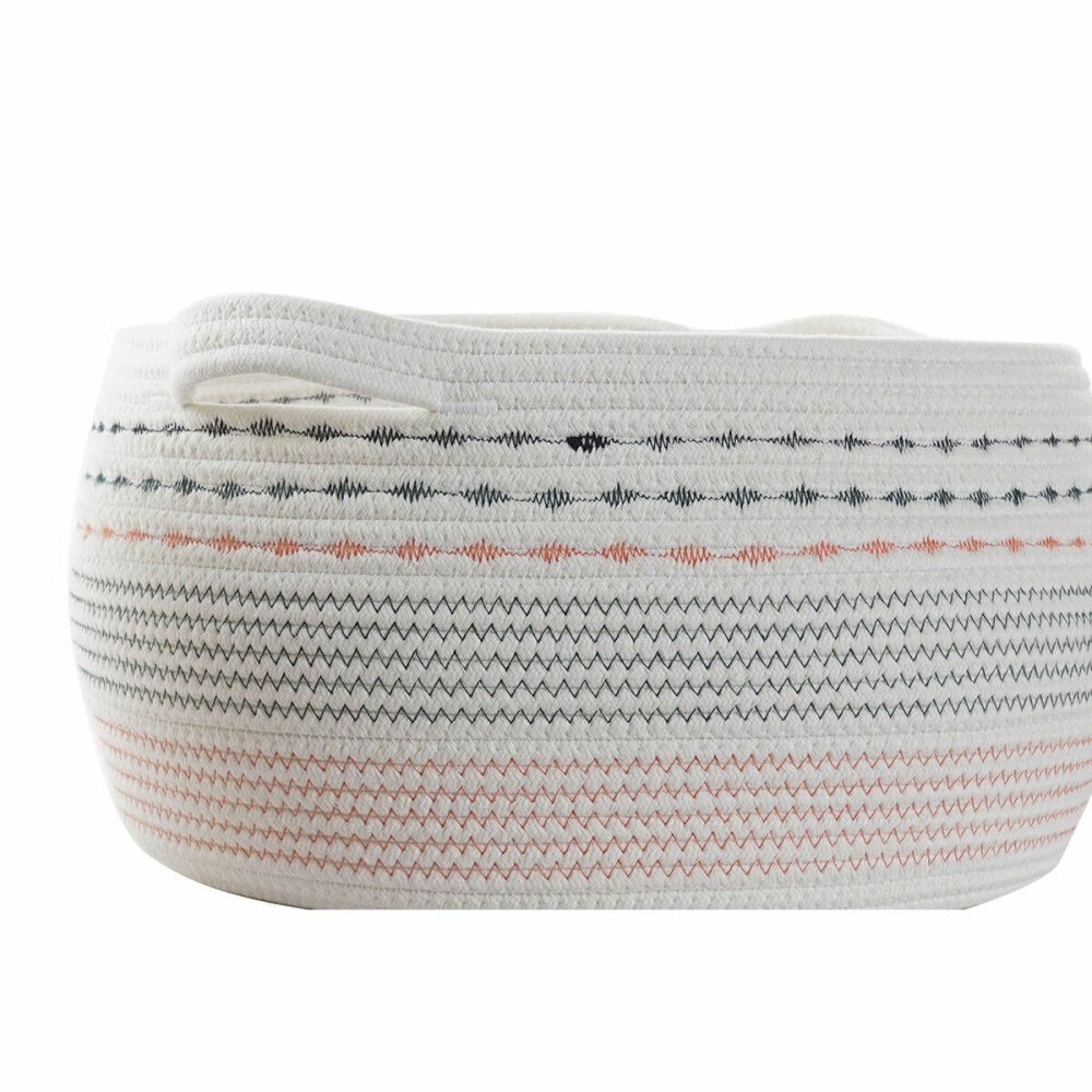 Set de basket DKD Home Decor Blanc Noir Orange 52 x 43 x 25 cm 3 Pièces