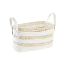 Panier DKD Home Decor Blanc Beige Fibre naturelle 33 x 16 x 19 cm
