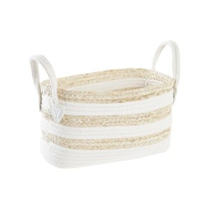 Korb DKD Home Decor Weiß Beige Naturfaser 33 x 16 x 19 cm
