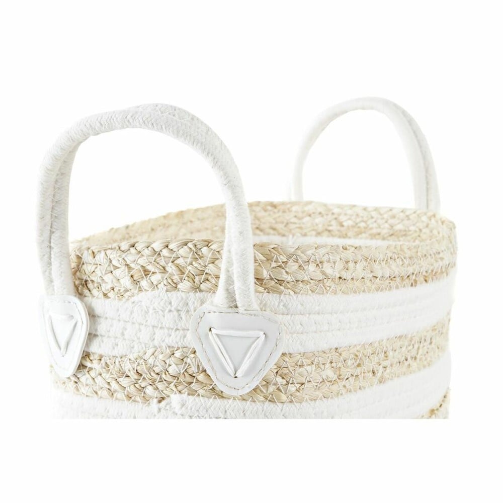 Korb DKD Home Decor Weiß Beige Naturfaser 33 x 16 x 19 cm