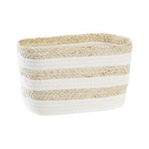 Korb DKD Home Decor Weiß Beige Naturfaser 28 x 20 x 18 cm