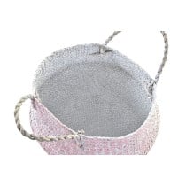 Korb DKD Home Decor Rosa Himmelsblau zweifarbig Naturfaser Mediterraner 25 x 25 x 25 cm