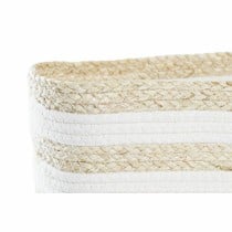 Korb DKD Home Decor Weiß Beige Naturfaser 28 x 20 x 18 cm