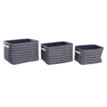 Korb-Set DKD Home Decor Weiß Marineblau 38 x 28 x 25 cm 3 Stücke (3 Stück)