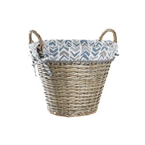 Panier décoratif DKD Home Decor Bleu Blanc osier 44 x 44 x 42 cm