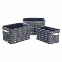 Basket set DKD Home Decor White Navy Blue 38 x 28 x 25 cm 3 Pieces (3 Units)