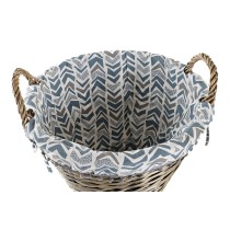 Panier décoratif DKD Home Decor Bleu Blanc osier 44 x 44 x 42 cm