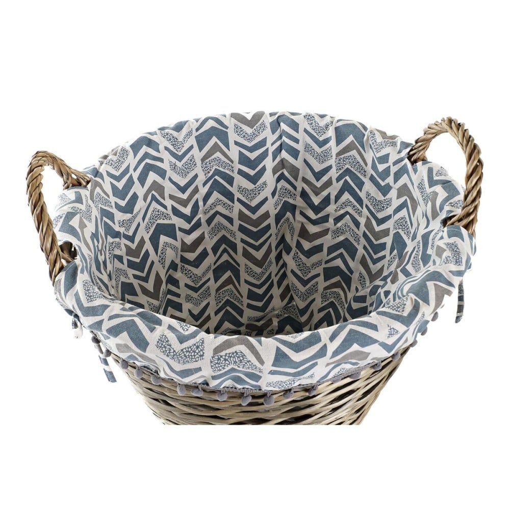Panier décoratif DKD Home Decor Bleu Blanc osier 44 x 44 x 42 cm