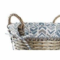 Panier décoratif DKD Home Decor Bleu Blanc osier 44 x 44 x 42 cm