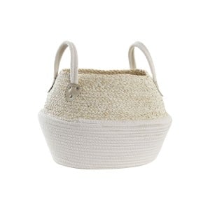 Korb DKD Home Decor Weiß natürlich Naturfaser 37 x 37 x 25 cm