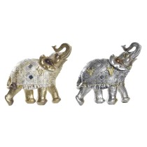 Deko-Figur DKD Home Decor Elefant Silberfarben Gold Harz Kolonial (22,5 x 10,7 x 21,5 cm) (2 Stück)