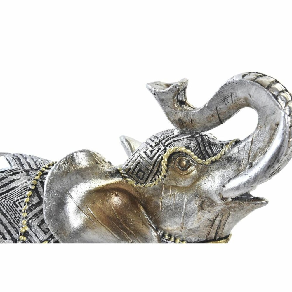 Deko-Figur DKD Home Decor Elefant Silberfarben Gold Harz Kolonial (22,5 x 10,7 x 21,5 cm) (2 Stück)
