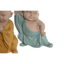 Deko-Figur DKD Home Decor Blau Rosa Gelb Harz Mönch (8 x 5,5 x 12,7 cm) (3 Stück)