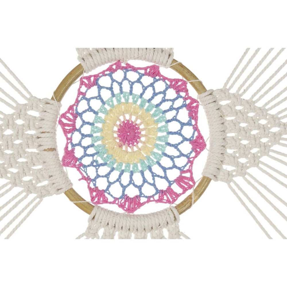 Attrape-rêves DKD Home Decor Blanc Multicouleur Naturel Plumes Boho 52 x 1 x 145 cm (1 Unité)