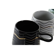 Mug DKD Home Decor Black Grey Blue Pink Stoneware Modern (400 ml) (4 Units)