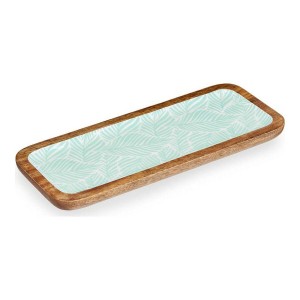 Tischdekoration Gift Decor Weiß Braun grün Harz Mango-Holz 38 x 15 cm Pflanzenblatt