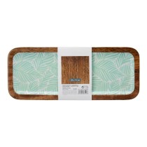 Tischdekoration Gift Decor Weiß Braun grün Harz Mango-Holz 38 x 15 cm Pflanzenblatt