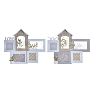 Fotorahmen DKD Home Decor Love Home Holz Blume natürlich (46 x 3 x 39 cm) (2 Stück)