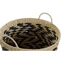 Basket set DKD Home Decor Black Light brown Natural Fibre (3 Pieces) (3 Units)