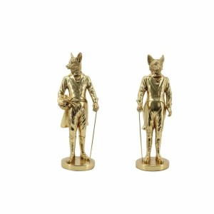 Deko-Figur DKD Home Decor Gold Harz Fuchs Neoklassisch (15 x 12,5 x 41,50 cm) (2 Stück)