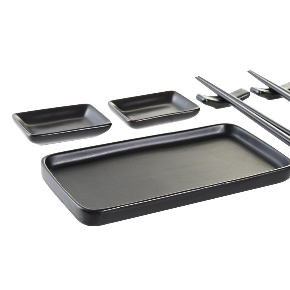 Sushi Set DKD Home Decor Black Bamboo Stoneware (31,3 x 19,3 x 2,7 cm)