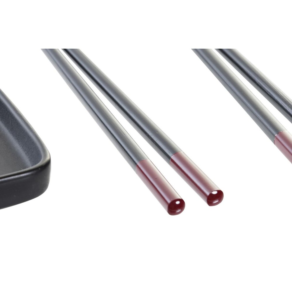 Sushi Set DKD Home Decor Black Bamboo Stoneware (31,3 x 19,3 x 2,7 cm)