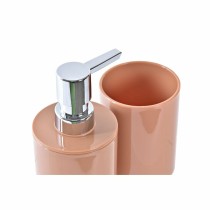 Badezimmer Set DKD Home Decor natürlich Grau Orange Koralle Aluminium Bambus PS Moderne (9 x 7 x 16 cm) (2 Stück) (7 x 7 x 16 cm