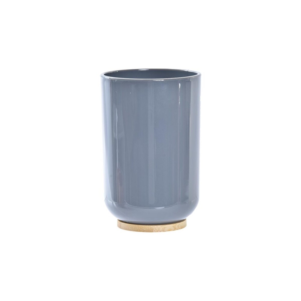 Badezimmer Set DKD Home Decor natürlich Grau Orange Koralle Aluminium Bambus PS Moderne (9 x 7 x 16 cm) (2 Stück) (7 x 7 x 16 cm