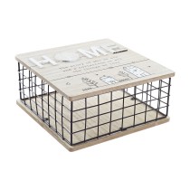 Boîte Décorative DKD Home Decor Noir Naturel Métal Bois MDF