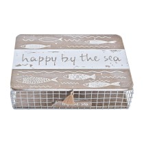 Boîte Décorative DKD Home Decor Blanc Marron Bois Métal Spirales méditerranéen