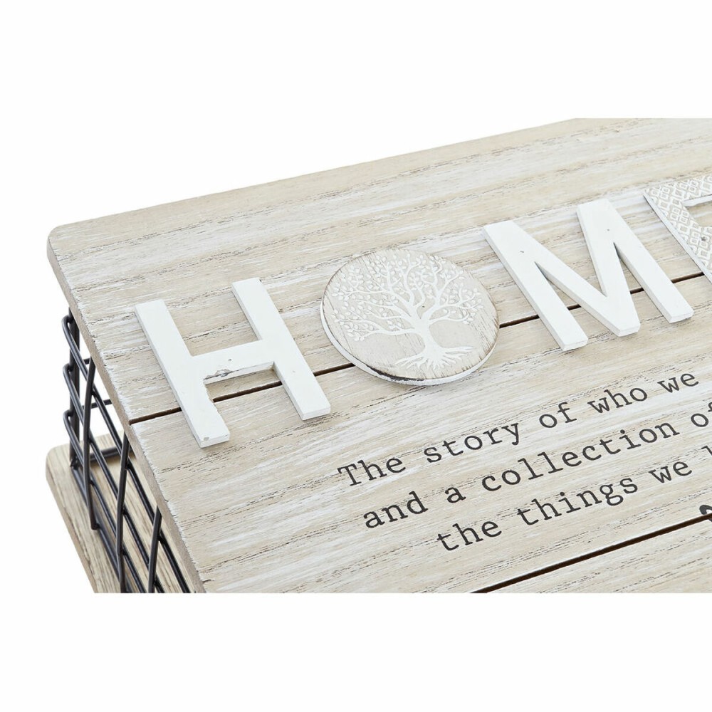 Boîte Décorative DKD Home Decor Noir Naturel Métal Bois MDF