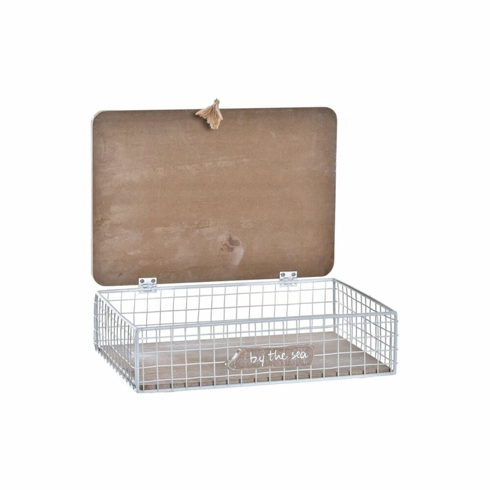 Boîte Décorative DKD Home Decor Blanc Marron Bois Métal Spirales méditerranéen