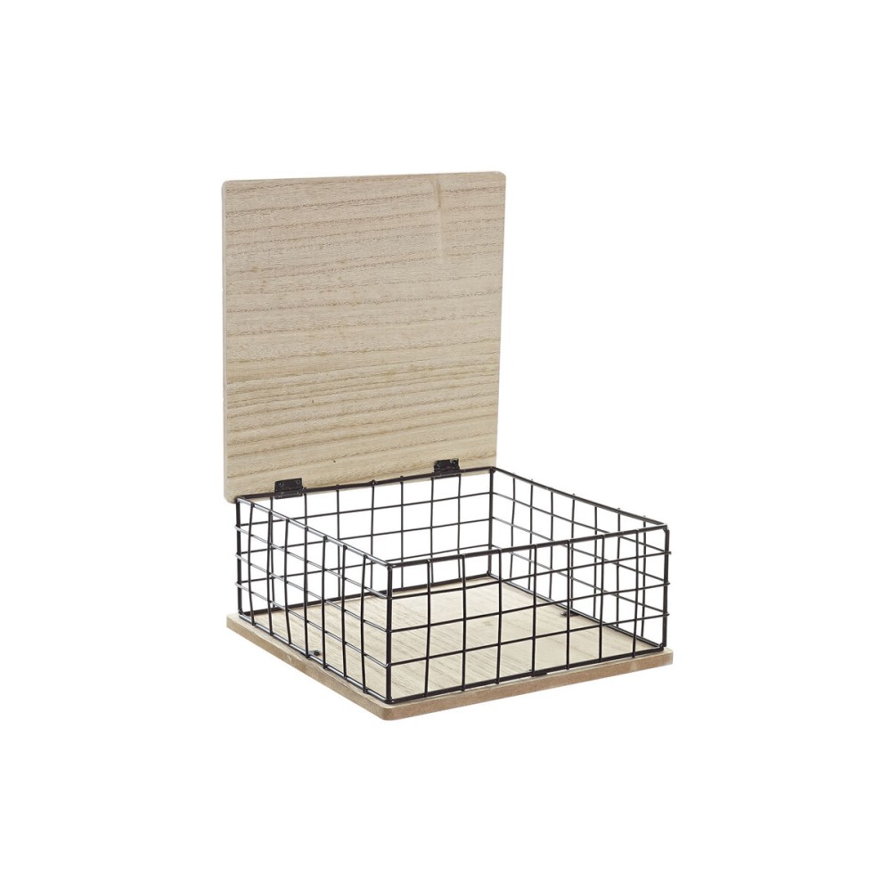 Dekorative Box DKD Home Decor Schwarz natürlich Metall Holz MDF