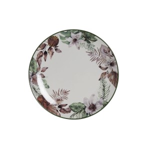 Flad plade DKD Home Decor Blomster Porzellan (27 x 27 x 2 cm)